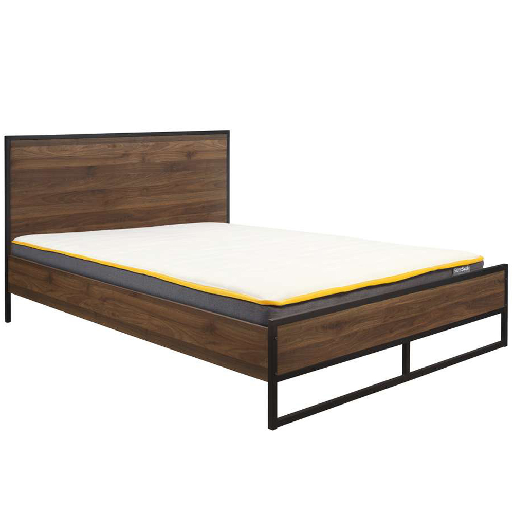 Houston Double Walnut Wood Effect Bed Image 3