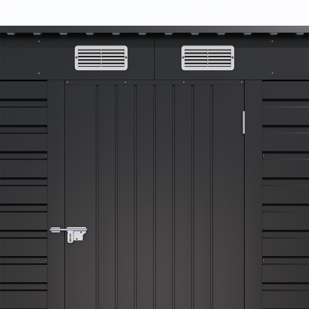 Living and Home 6.1 x 4ft Outdoor Galvanised Steel Storage Shed Black Image 5