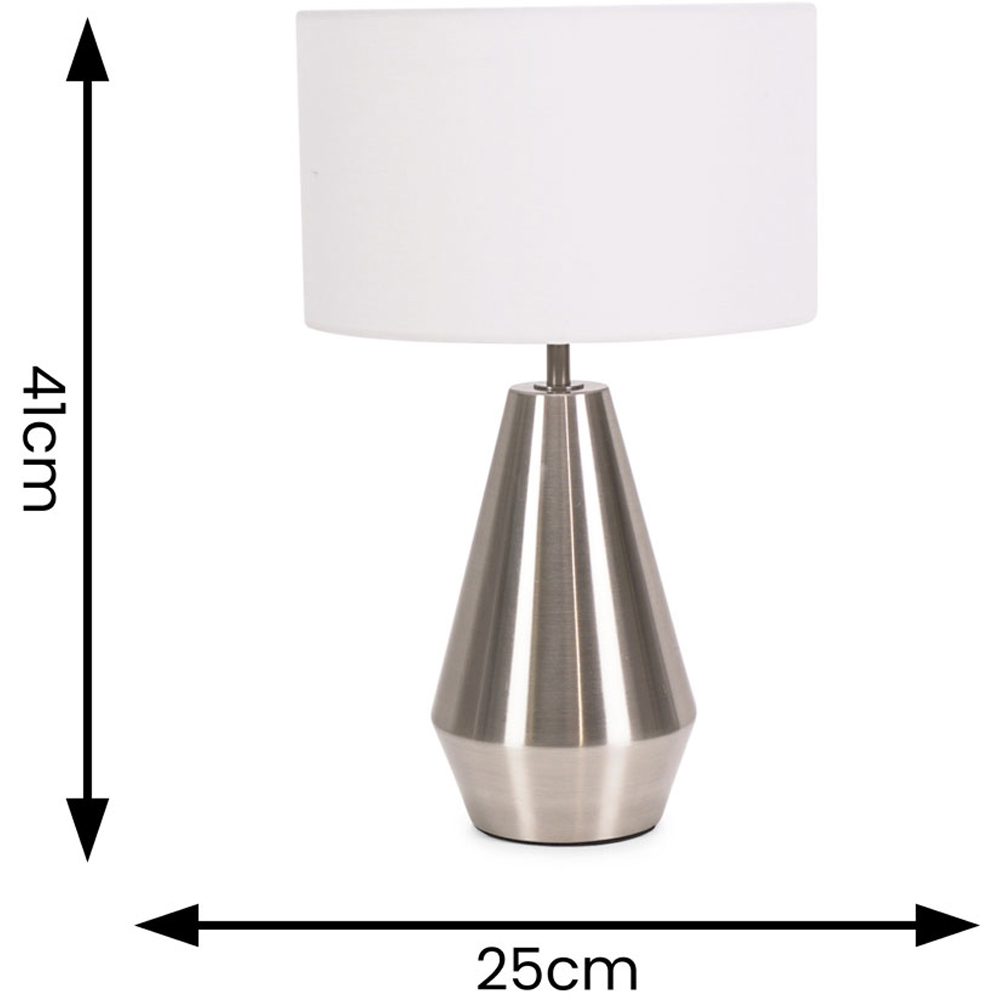 ValueLights Jax White Shade Brushed Chrome Touch LED Table Lamp Image 6