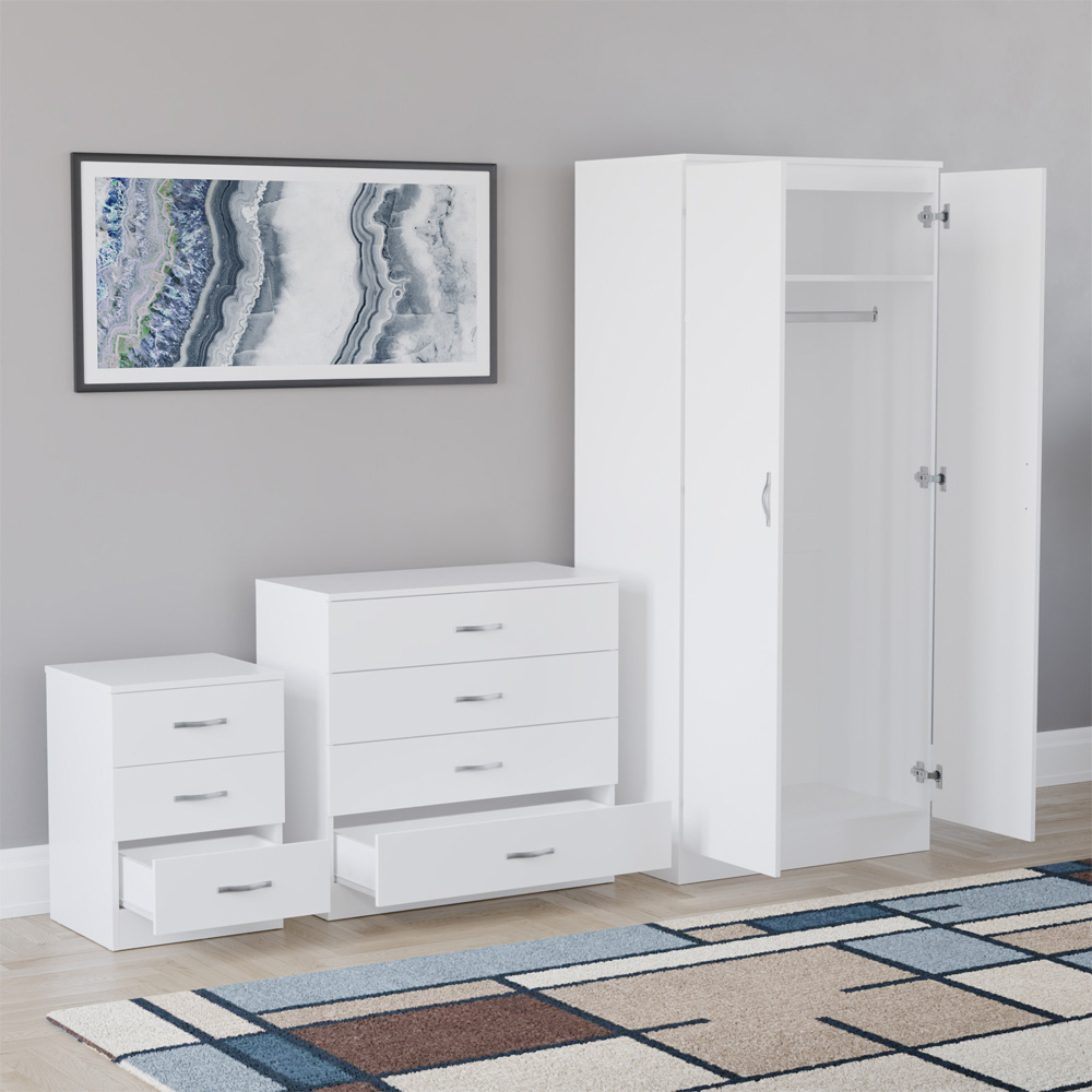 VIDA DESIGNS Riano White 3 Piece Bedroom Furniture Set Image 4