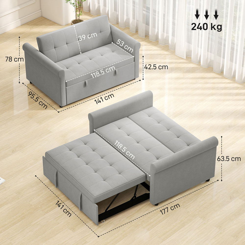Portland 2 Seater Grey Pull Out Sofa Bed  Image 9