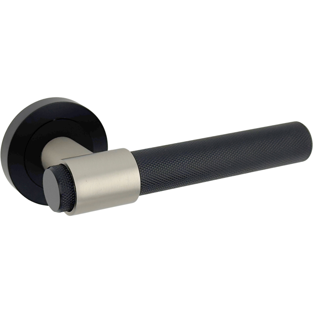 AXS Hardware Dakota Black Knurled Bathroom Door Handle on Rose Image 4