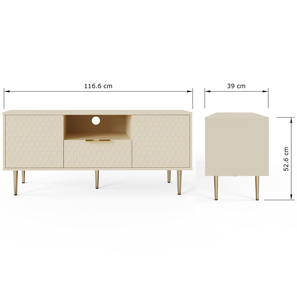 GFW Azariah 2 Door Single Drawer Single Shelf Ivory TV Unit Image 9