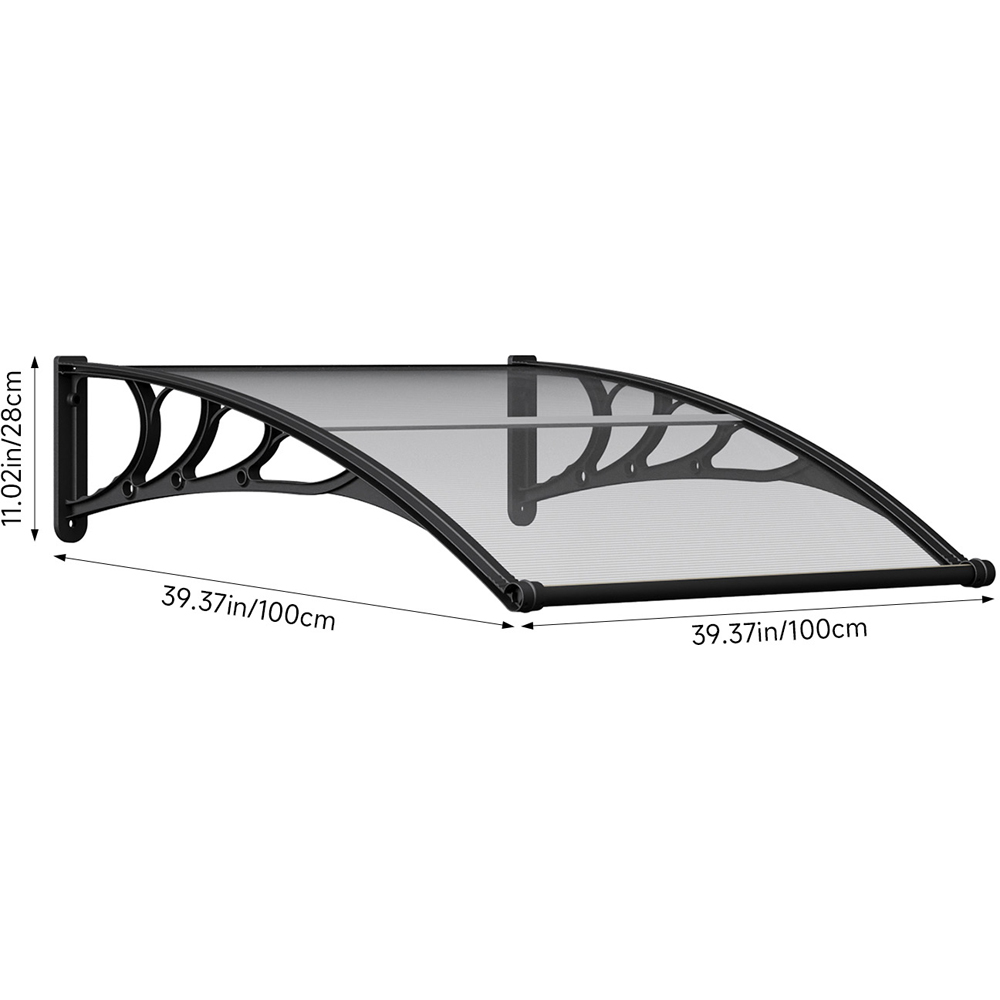 Living and Home Dark Grey Arched Door and Window Awning with Water Channel 1 x 1m Image 9