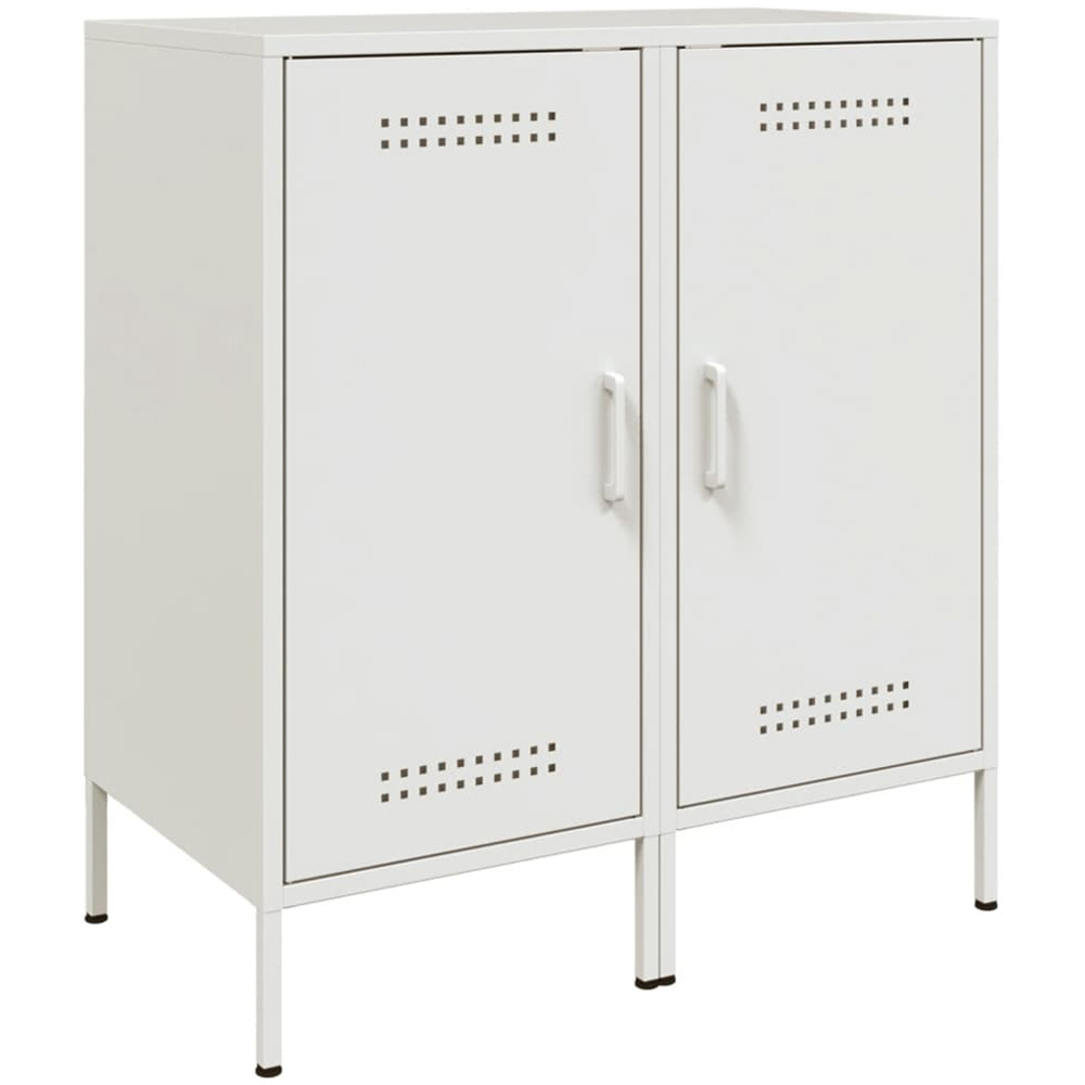 vidaXL Single Door Steel White Sideboard Set of 2 Image 2
