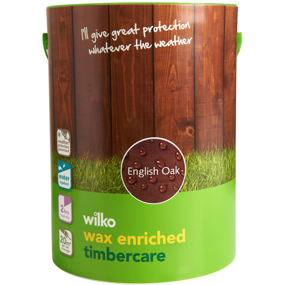 Wilko Wax Enriched Timbercare English Oak Wood Paint 5L Image 2