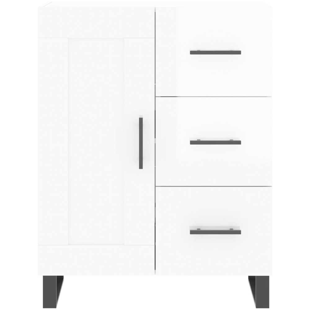 vidaXL Single Door 3 Drawer High Gloss White Sideboard Image 5