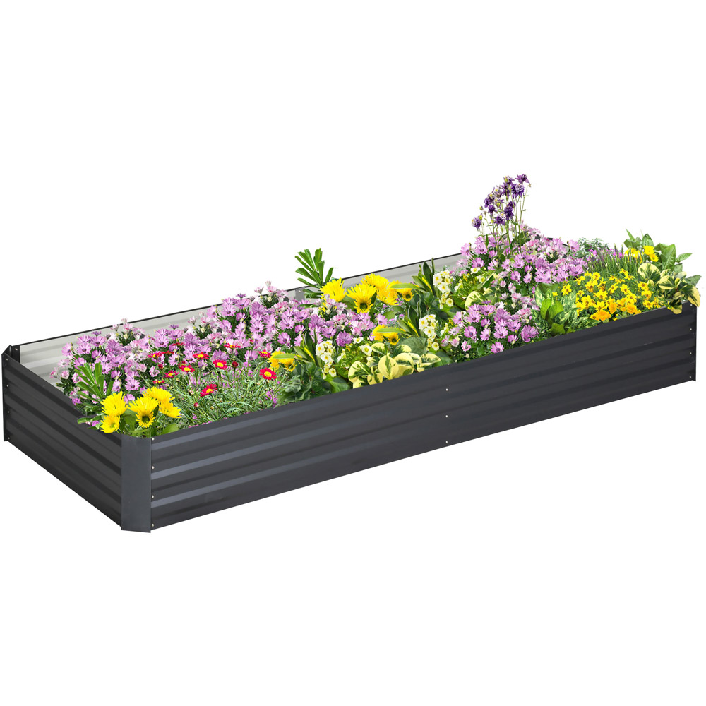 Outsunny Grey Galvanised Raised Garden Bed Metal Planter Box with Open Bottom Image 1