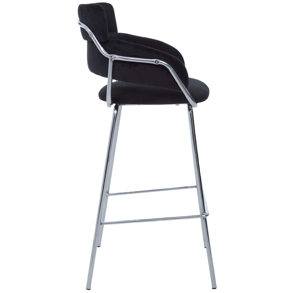 Premier Housewares Tamzin Chrome and Black Velvet Bar Chair Image 3