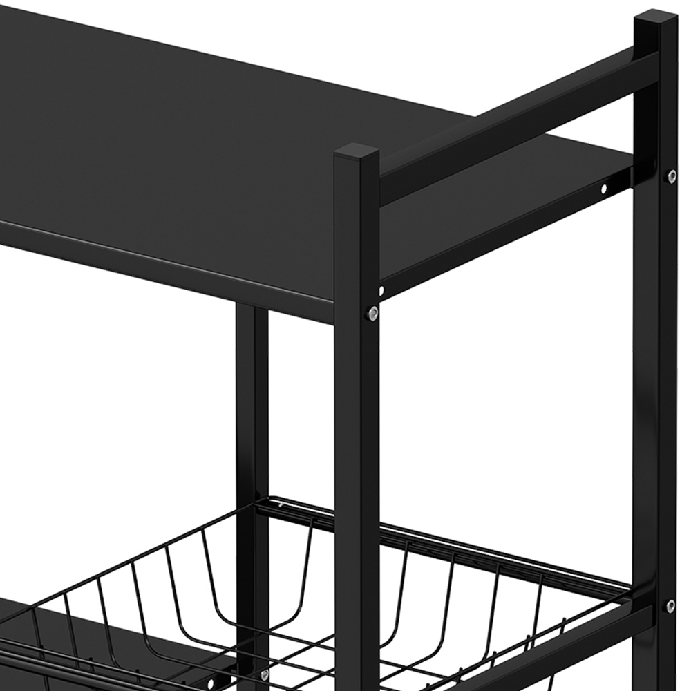 Living and Home 4-Tier Black Microwave Storage Rack on Wheel Image 5