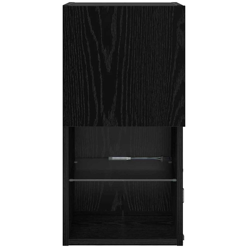 vidaXL Single Door 2 Shelf Black Oak Wall Mounted LED TV Unit Image 6