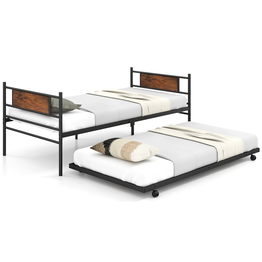 Costway Single Metal Bed Frame with Trundle Image 3