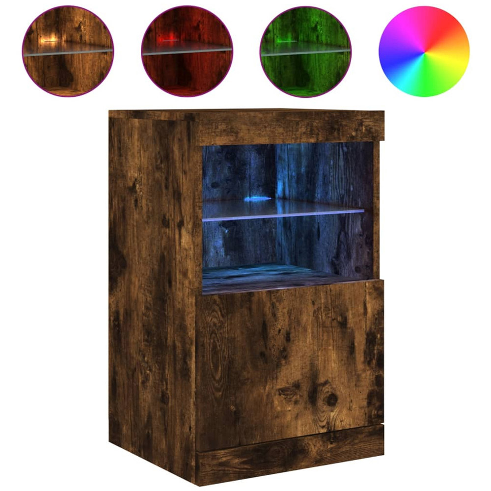 vidaXL Single Door 2 Shelf Smoked Oak Sideboard Image 2