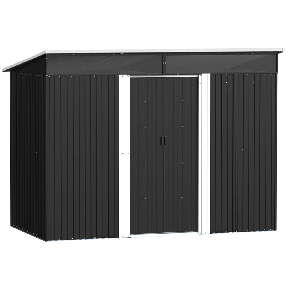 H&O Direct 8.5 x 4ft Black Metal Pent Garden Shed Image 1