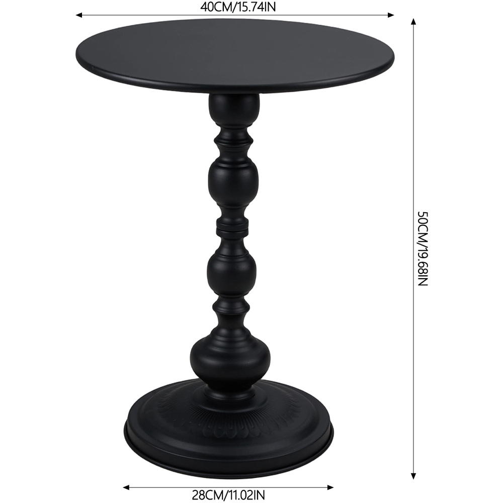 Living and Home Black Vintage Round Side Table Image 9