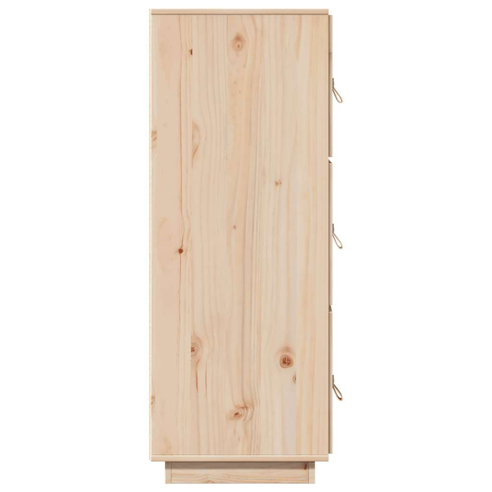 vidaXL 3 Door Natural Solid Pine Wood Highboard Image 6