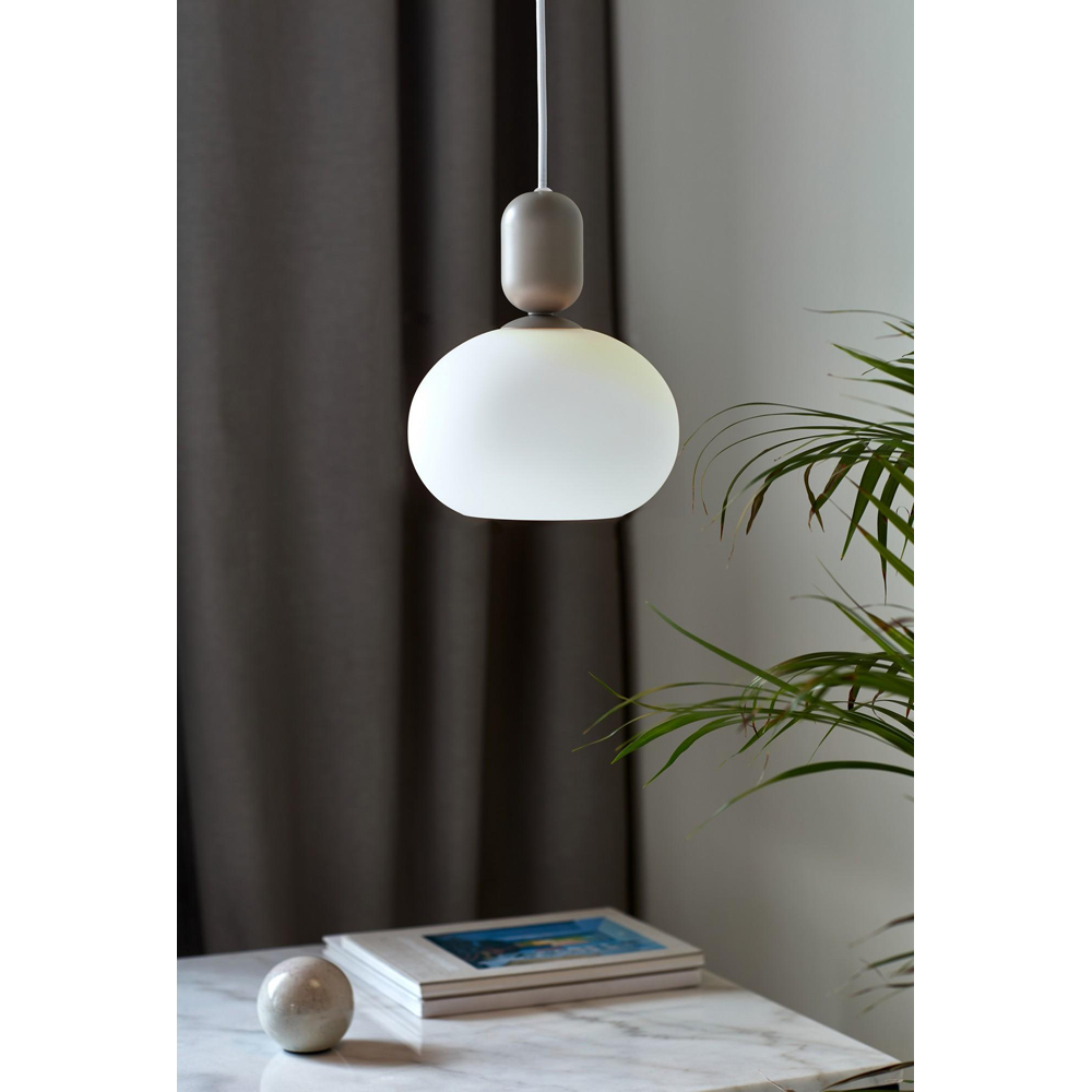 Nordlux Notti Grey Opal Glass Shade Pendant Light Image 2