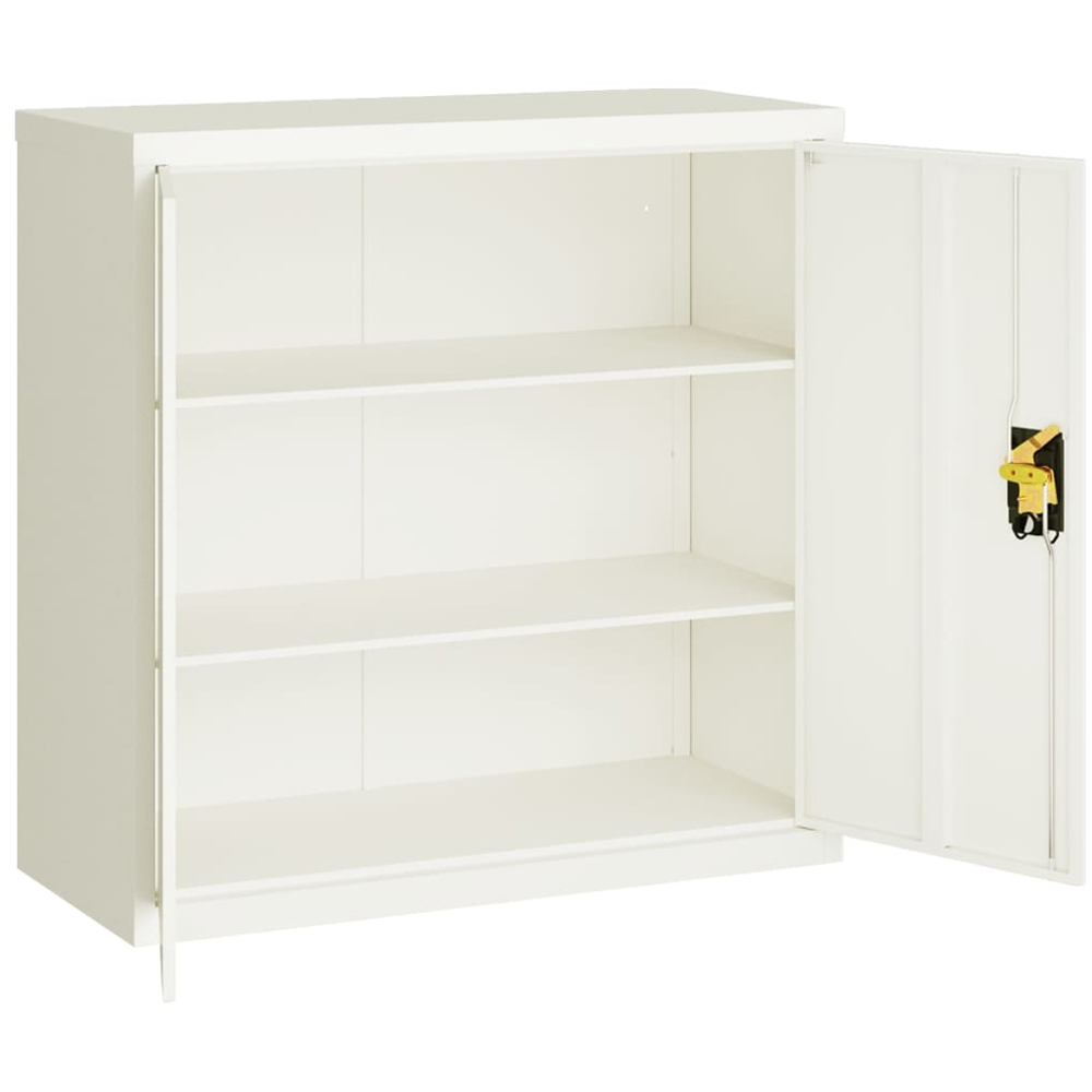 vidaXL 2 Door 3 Shelf White Steel Lockable Office File Cabinet Image 4