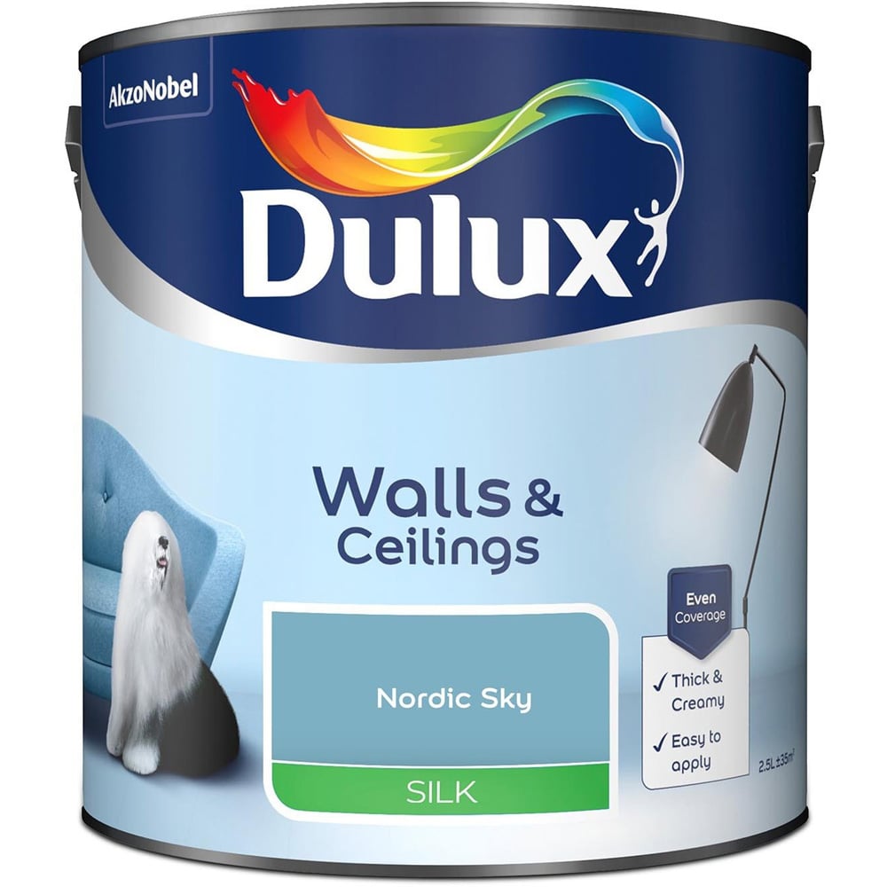 Dulux Walls & Ceilings Nordic Sky Silk Emulsion Paint 2.5L Image 2