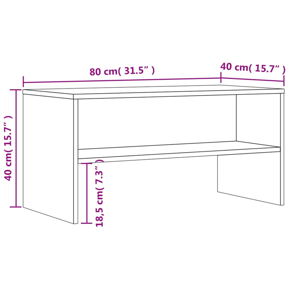 vidaXL Single Shelf Smoked Oak TV Cabinet Image 9