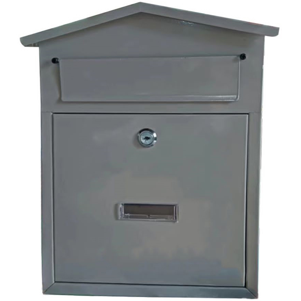 Arboria Garden Decor Chester Grey Wall Mounted Galvanised Metal Post Box Image