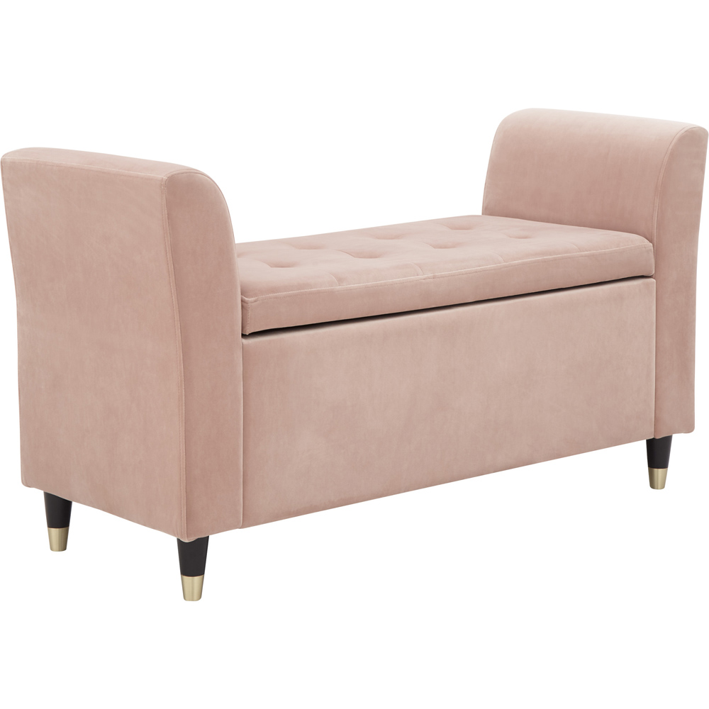 GFW Genoa Blush Pink Upholstered Window Seat With Storage Image 3