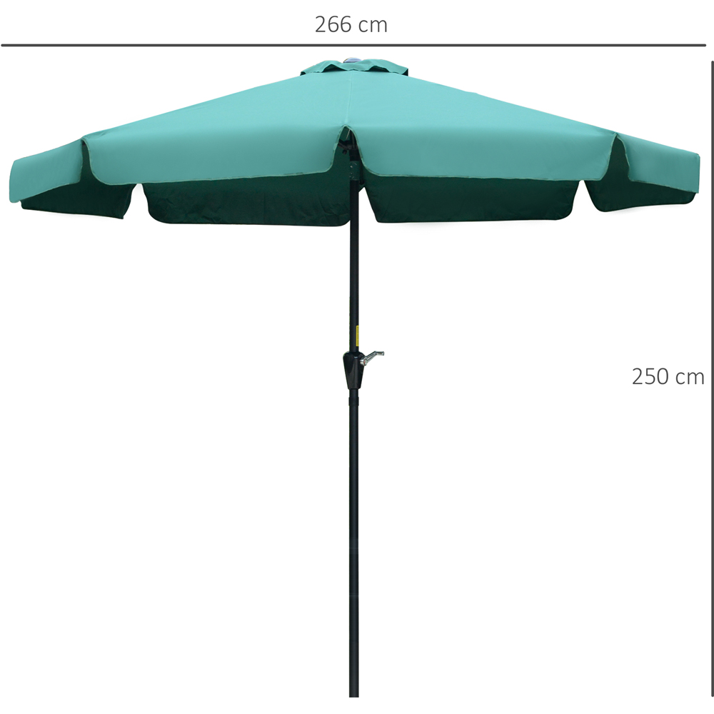 Outsunny Green Crank and Tilt Parasol with Ruffles 2.66m Image 7