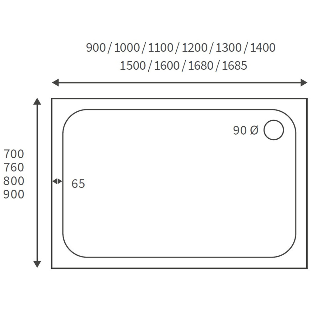 Bathstore Deluxe 45mm White Rectangular Shower Tray with Chrome Waste 1100 x 760mm Image 4
