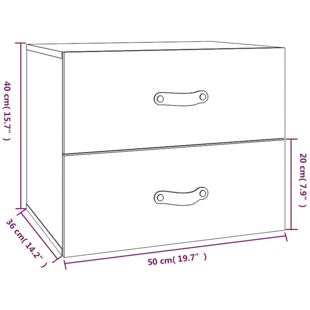 vidaXL 2 Drawer Grey Wall Mounted Bedside Cabinet Set of 2 Image 8