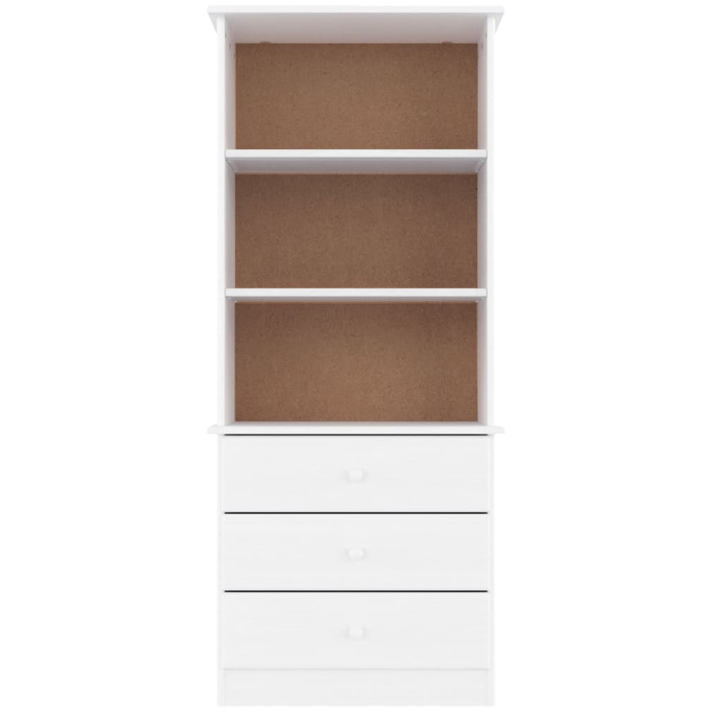 vidaXL Alta 3 Drawer 3 Shelf White Solid Pine Wood Bookcase Image 3