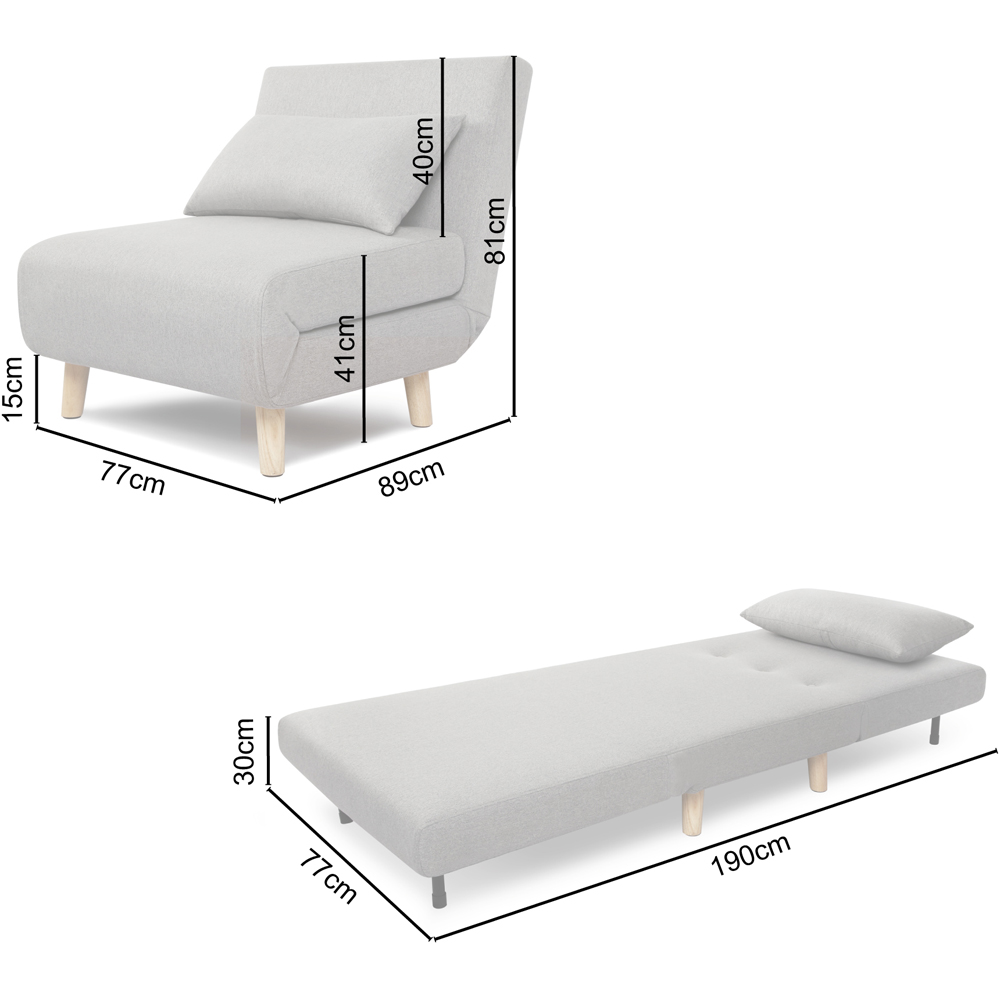 Aurora Single Sleeper Grey Linen Sofa Bed Image 8