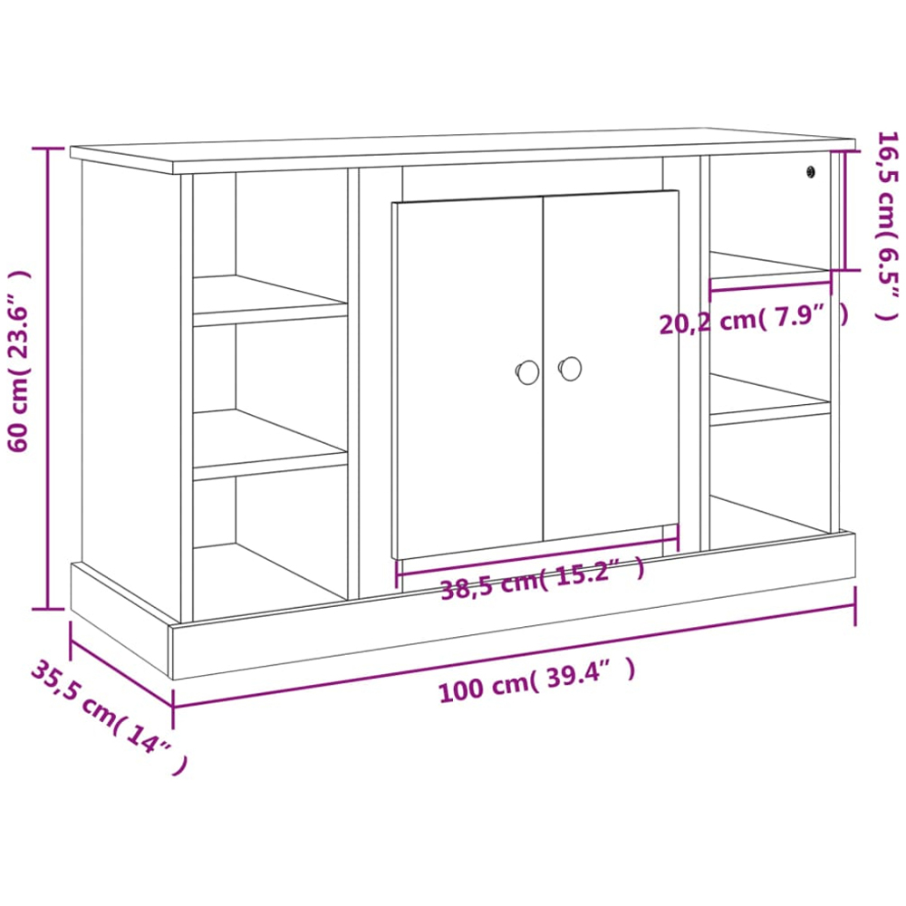 vidaXL 2 Door 6 Shelf Smoked Oak Sideboard Image 9