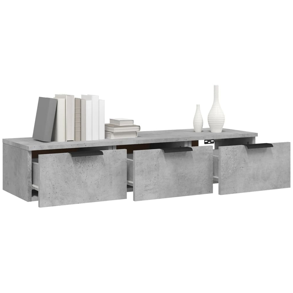 vidaXL 3 Drawer Concrete Grey Wall Mounted Cabinet Image 3