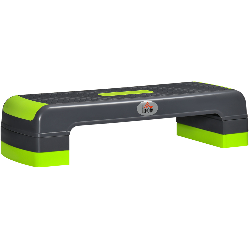 HOMCOM Grey and Green Adjustable Anti Slip Aerobic Step Platform Image 1