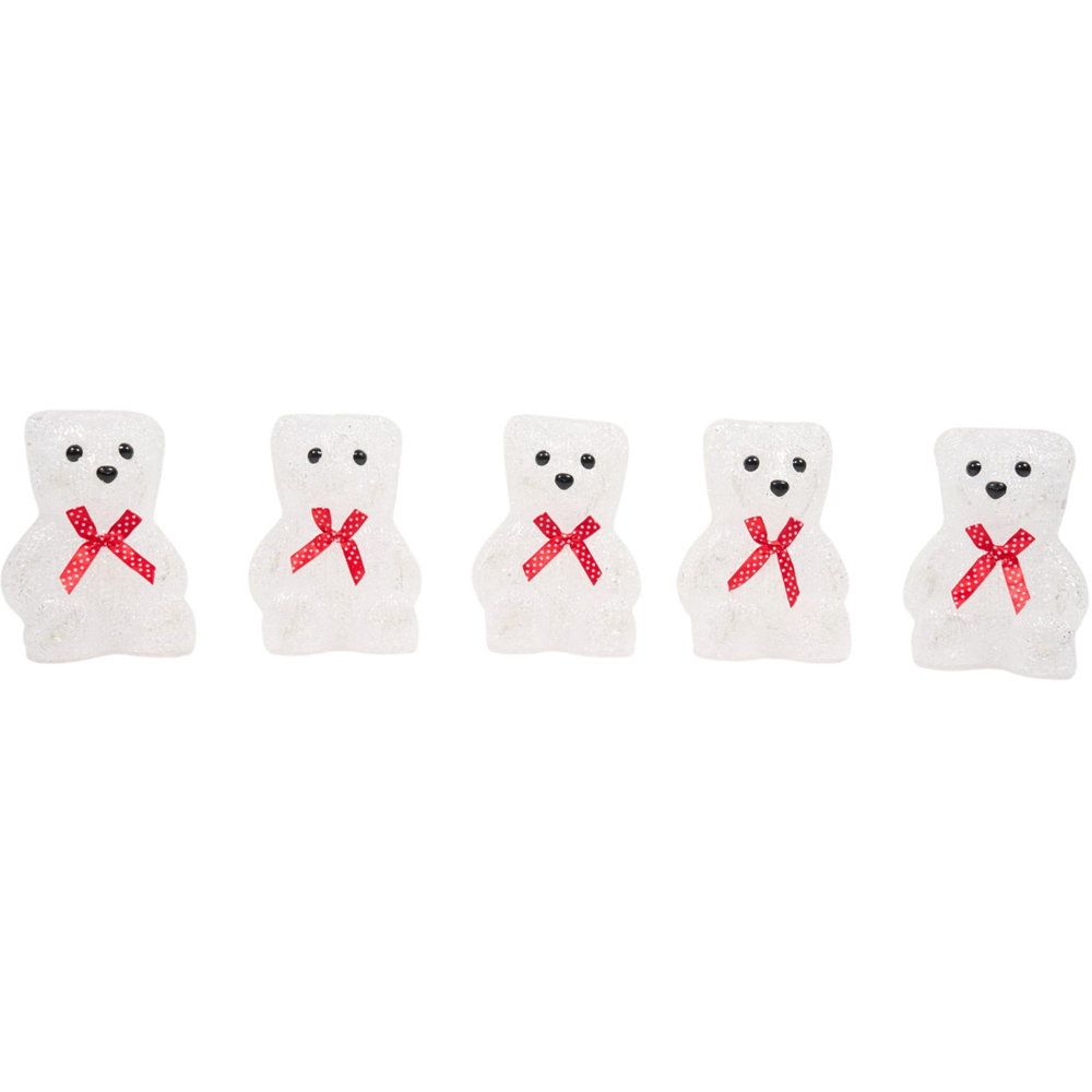 5 Piece Acrylic Bow Bear Decorations White Image 3