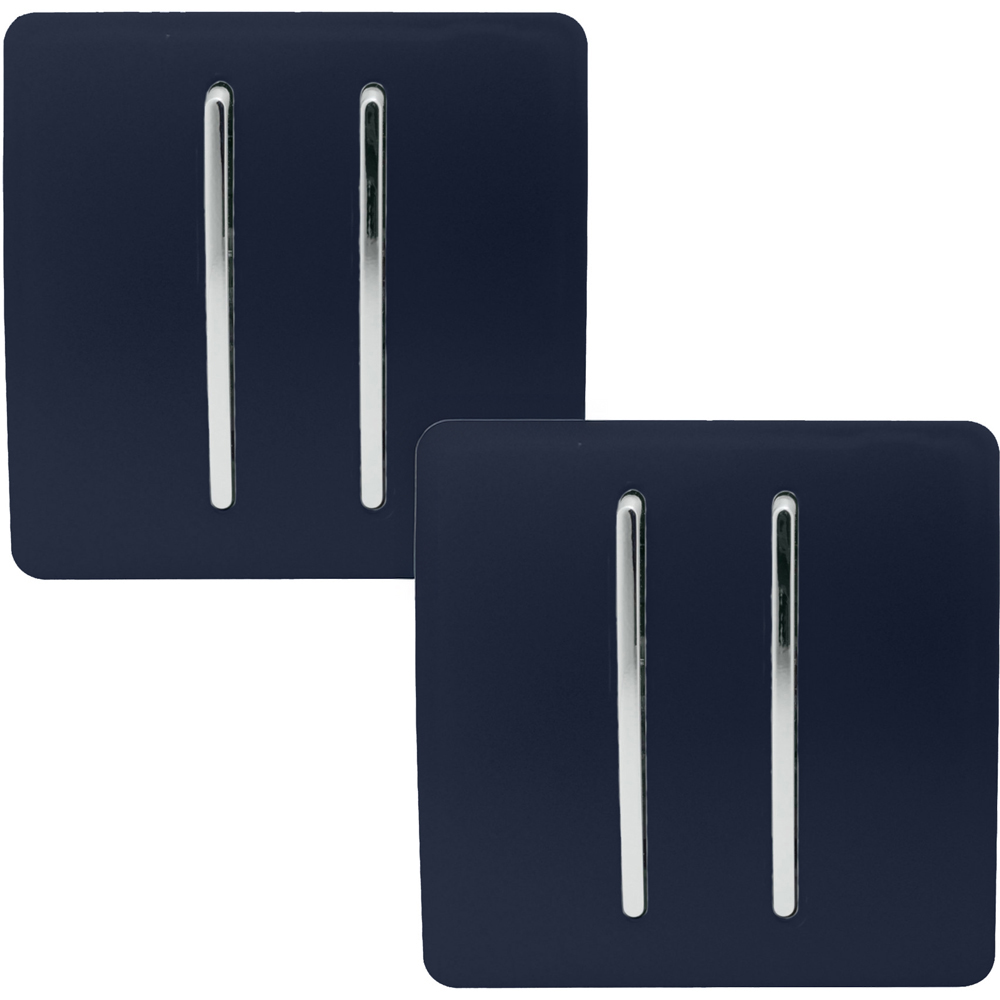 Trendi Switch 2 Gang 1 or 2 Way Navy Blue Rocker Light Switch 2 Pack Image 1