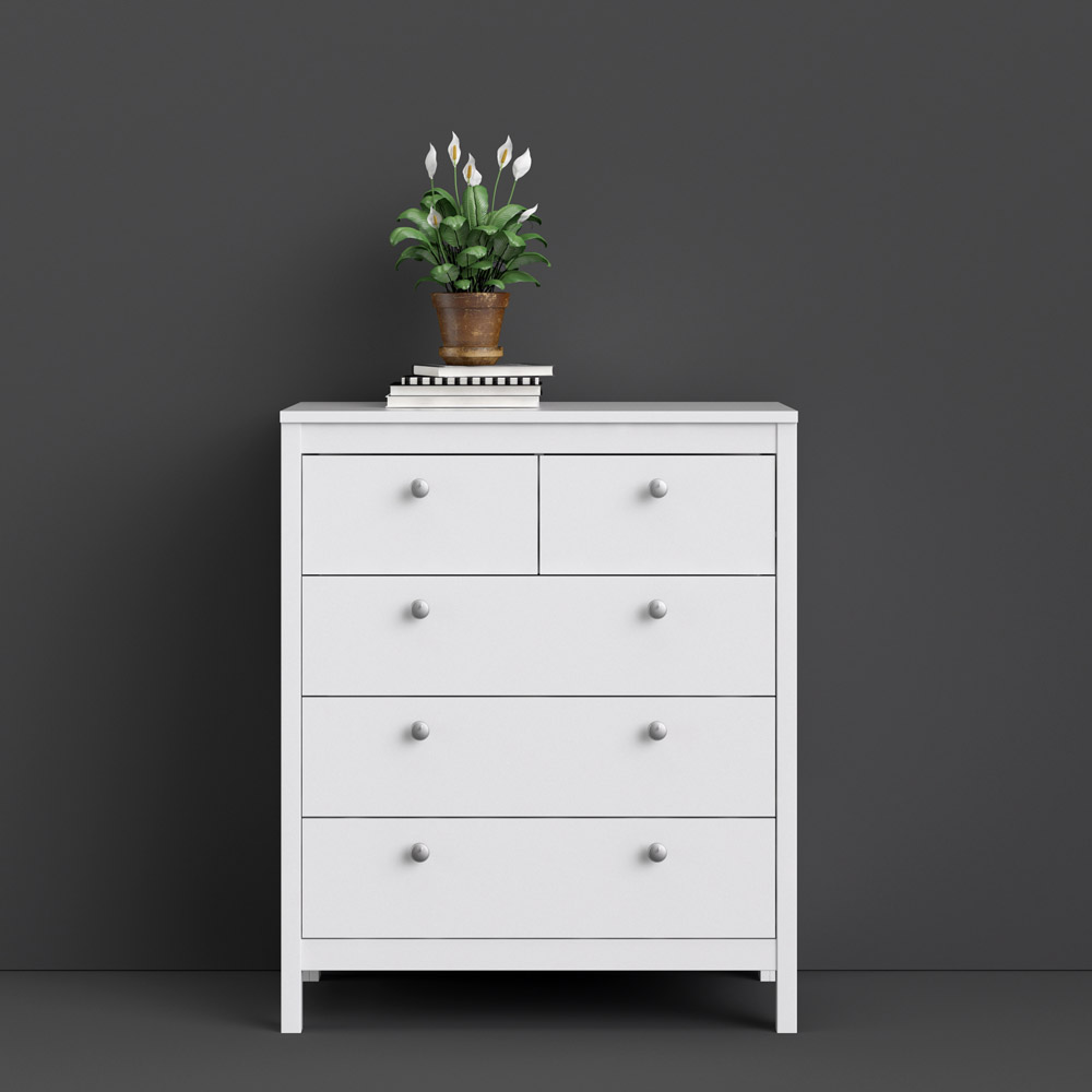 Florence Madrid 5 Drawer White Chest of Drawers Image 6