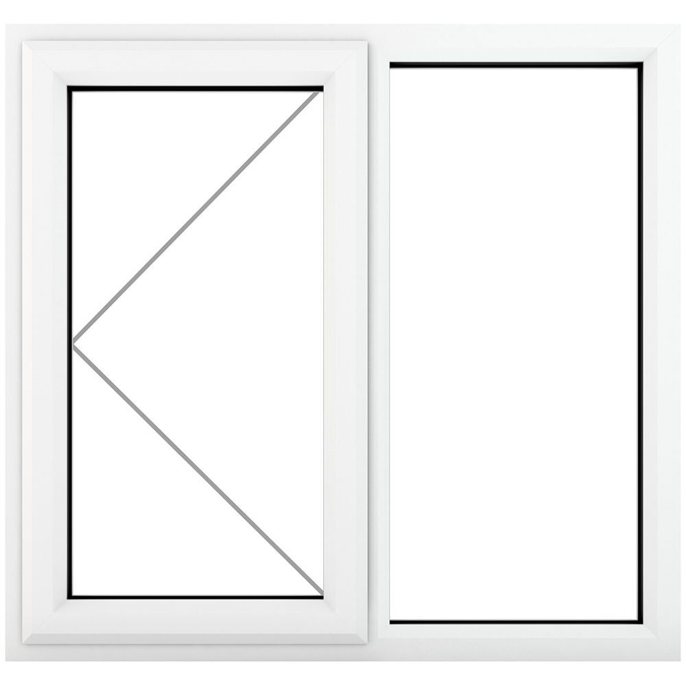 Crystal uPVC Triple Glazed Window LH Side Hung Next to a Fixed White Clear Glass 905x965mm Image 2
