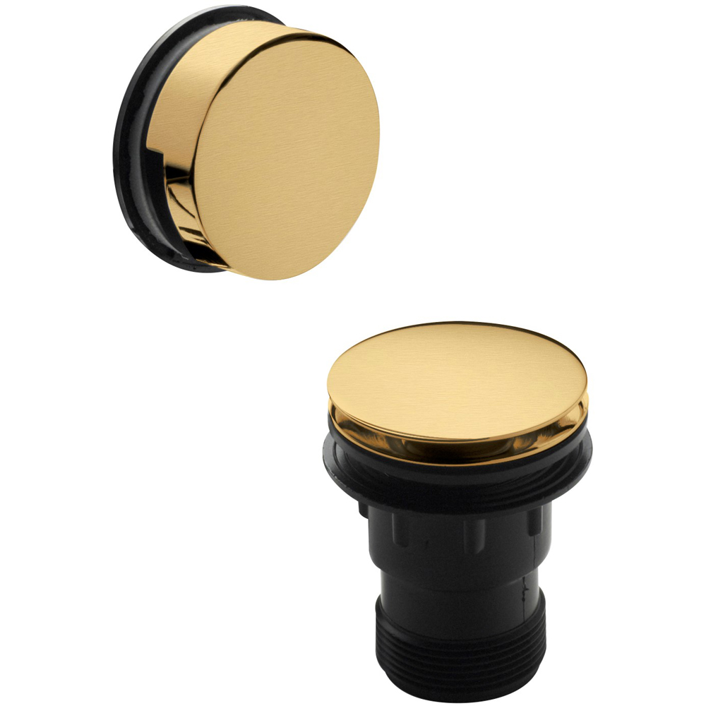 nuie Inset Brushed Brass Bath Push Button Waste Image 1