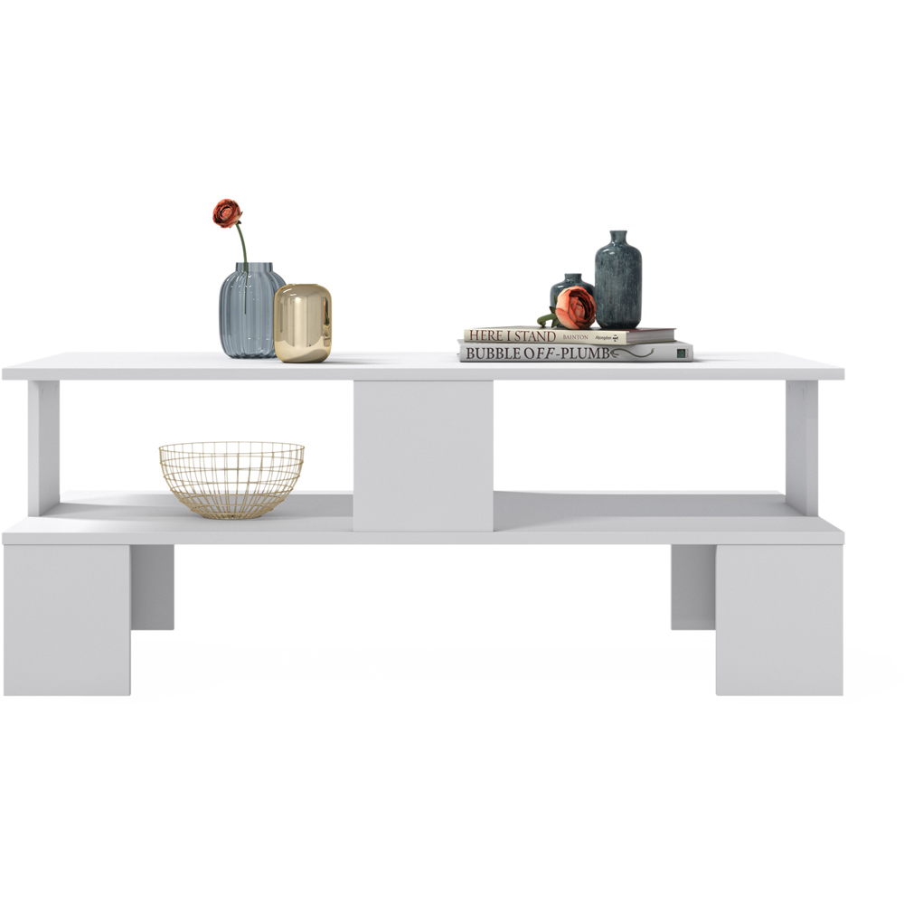 Decorotika Evans Single Shelf White Coffee Table Image 3