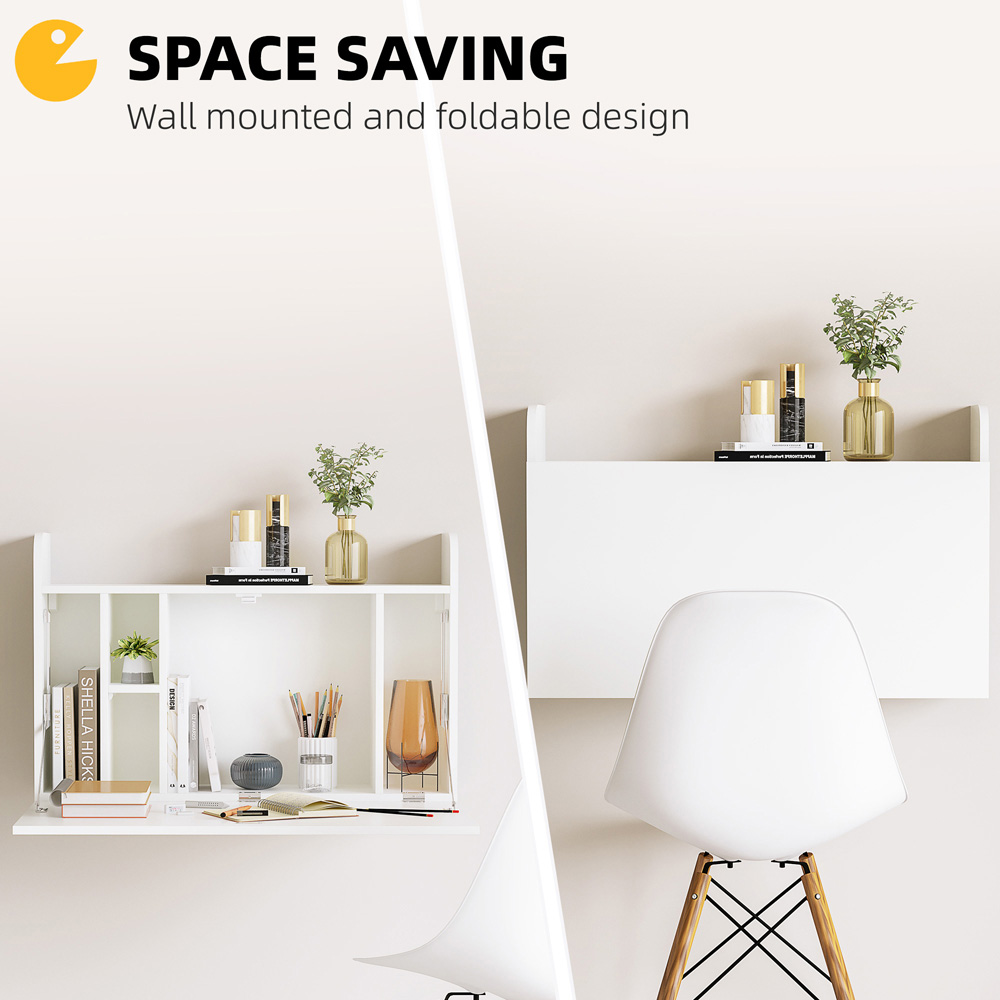 Portland Wall-Mounted Floating Drop-Leaf Table White Image 4