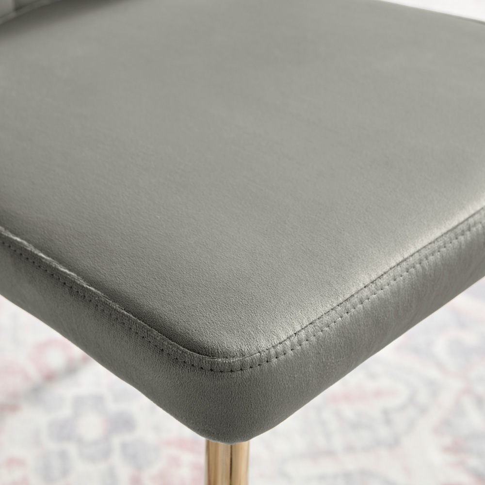 Furniturebox Daphne Set of 2 Grey Velvet and Gold Dining Chair Image 3