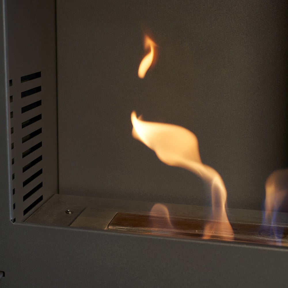 Acantha Charcoal Grey Pre-Built Stove Media Wall 2 with TV Recess and OKO S2 Bio Ethanol Stove Image 3