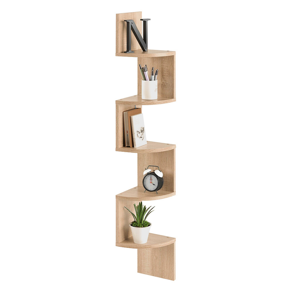 Living and Home Multi Tiered Natural Wall Corner Shelf 19.5 x 122cm Image 3