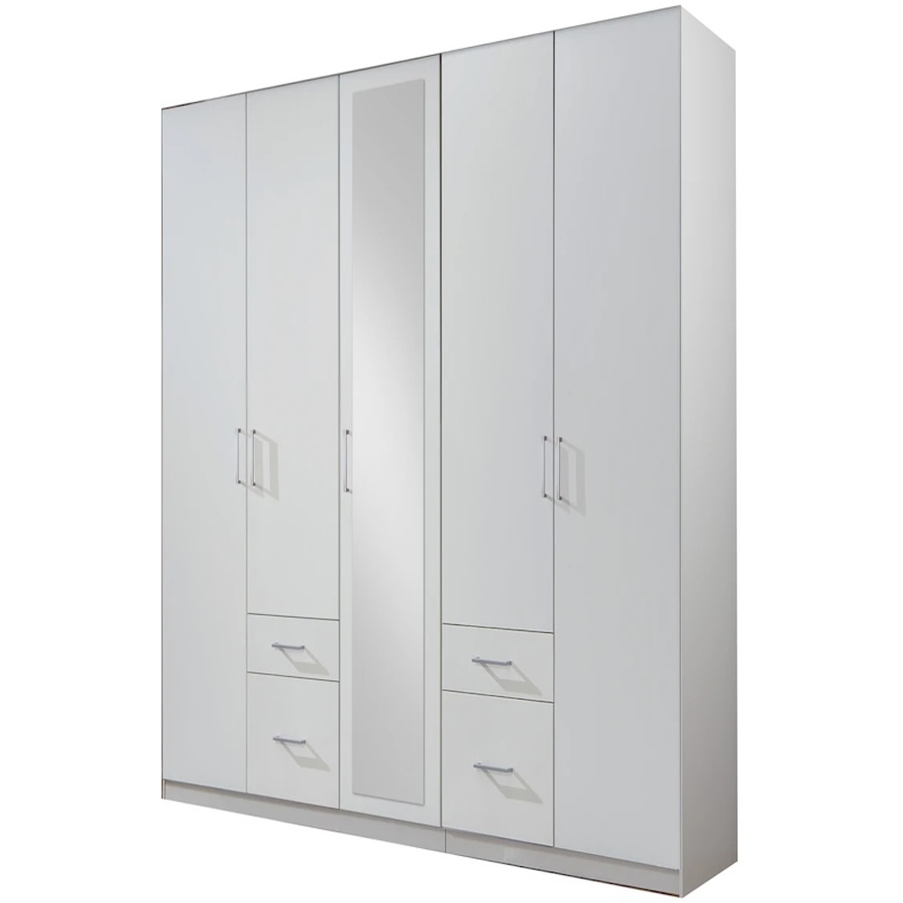 TJ'S Fly 5 Door 4 Drawer Wardrobe with Mirror Image 2