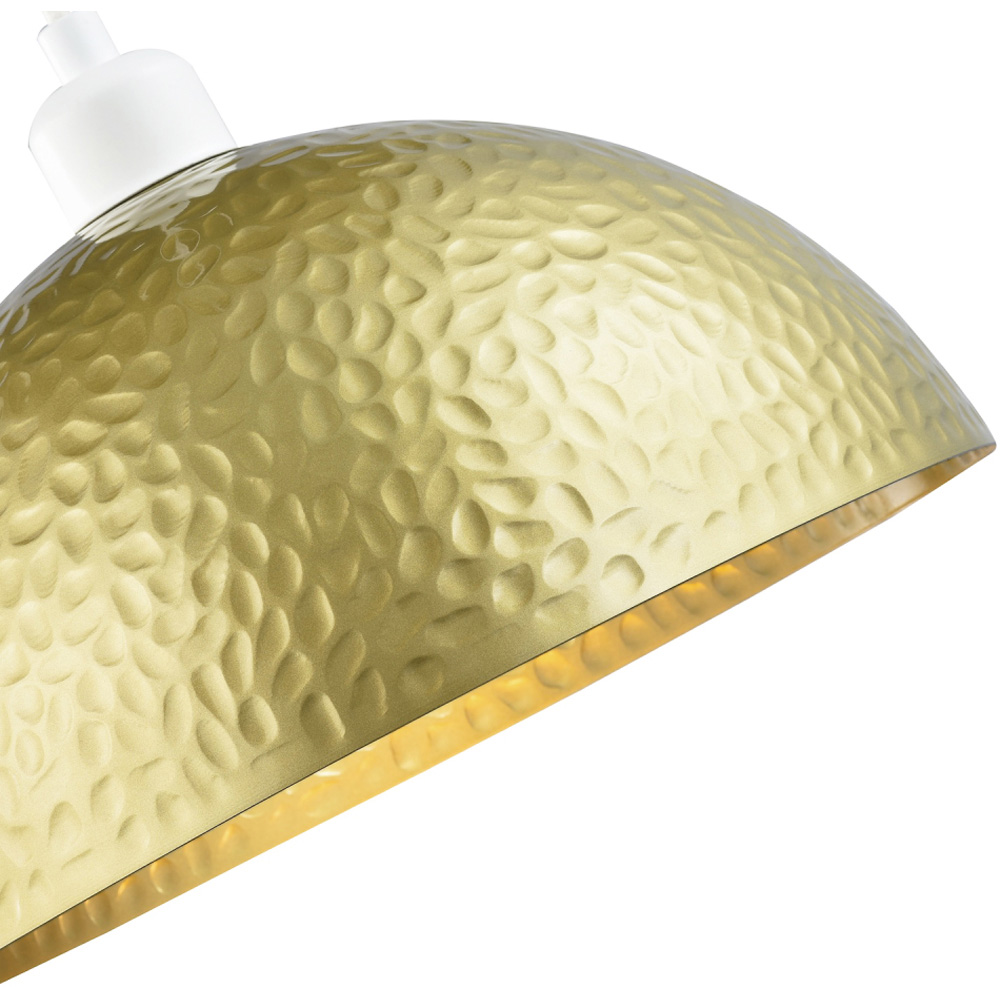 Happy Homewares Satin Gold Metal Hammered Domed Shape Pendant Shade Image 3