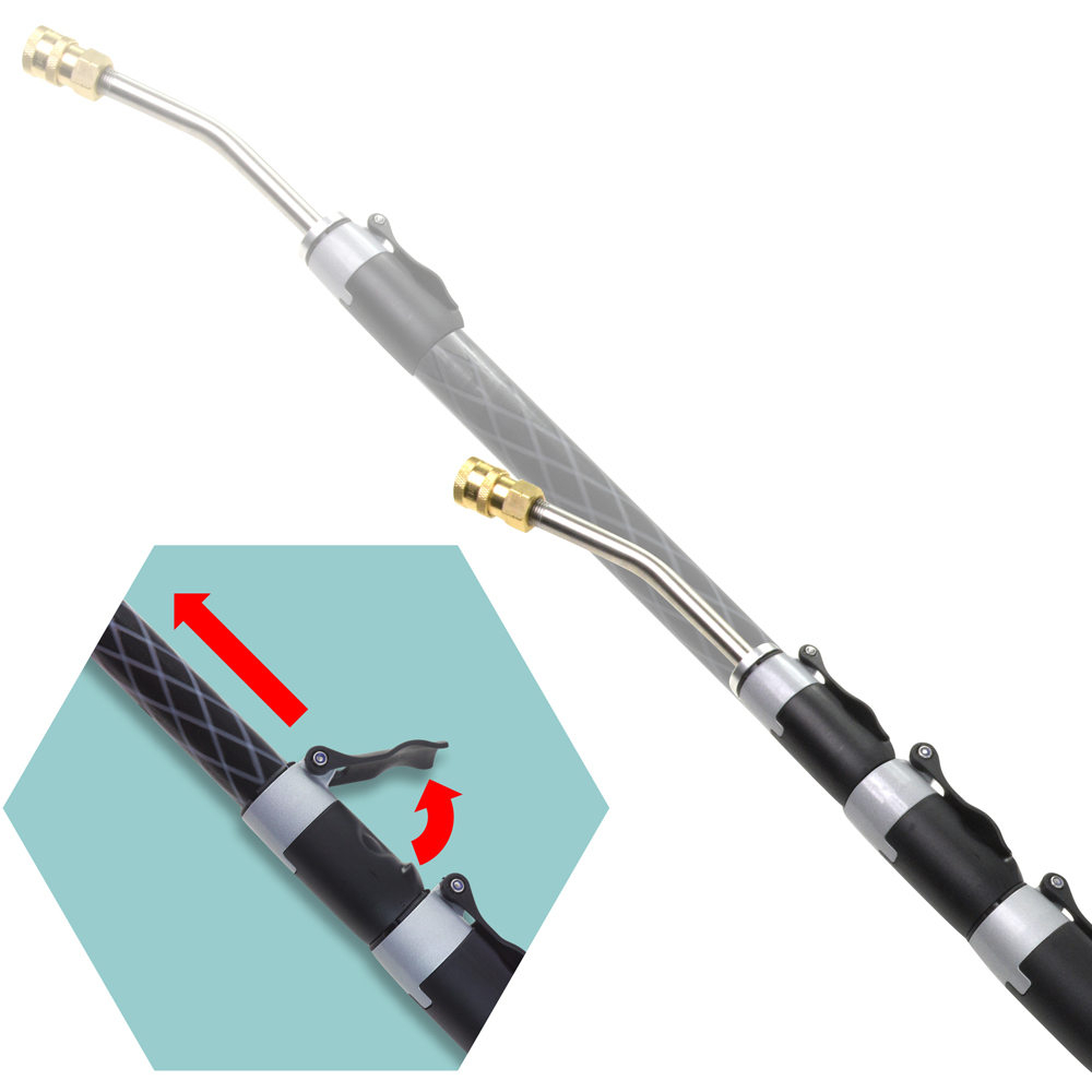 V-TUF T2.GCX42CF Carbon Fibre Telescopic Lance 2.5 to 12.8m with Belt and Gutter Cleaning Attachment Image 2
