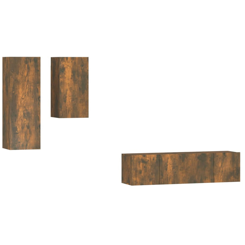 vidaXL 9 Door Smoked Oak Wall Mounted TV Cabinet Set Image 2