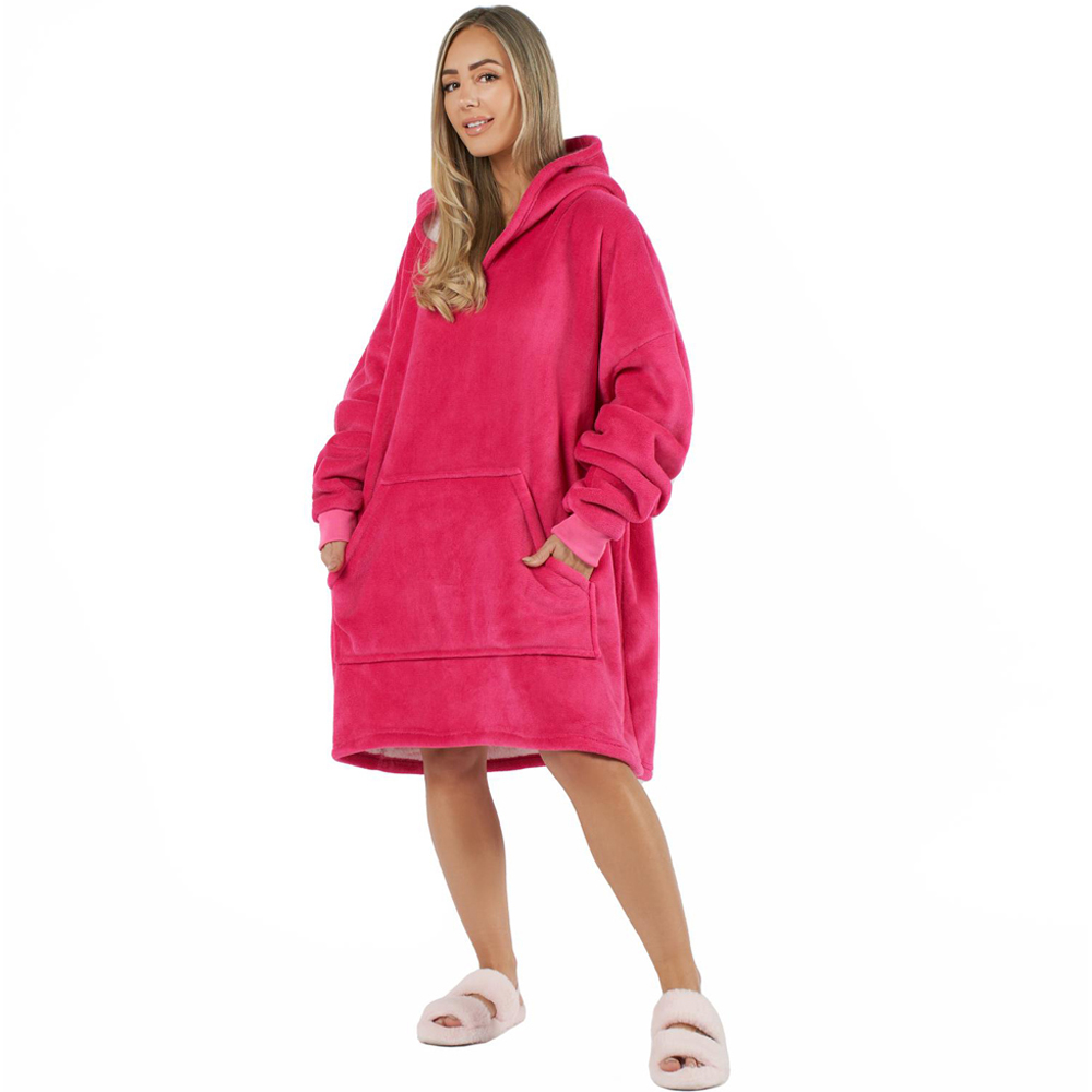 Sienna Fuchsia Sherpa Oversized Hoodie Blanket Image 1