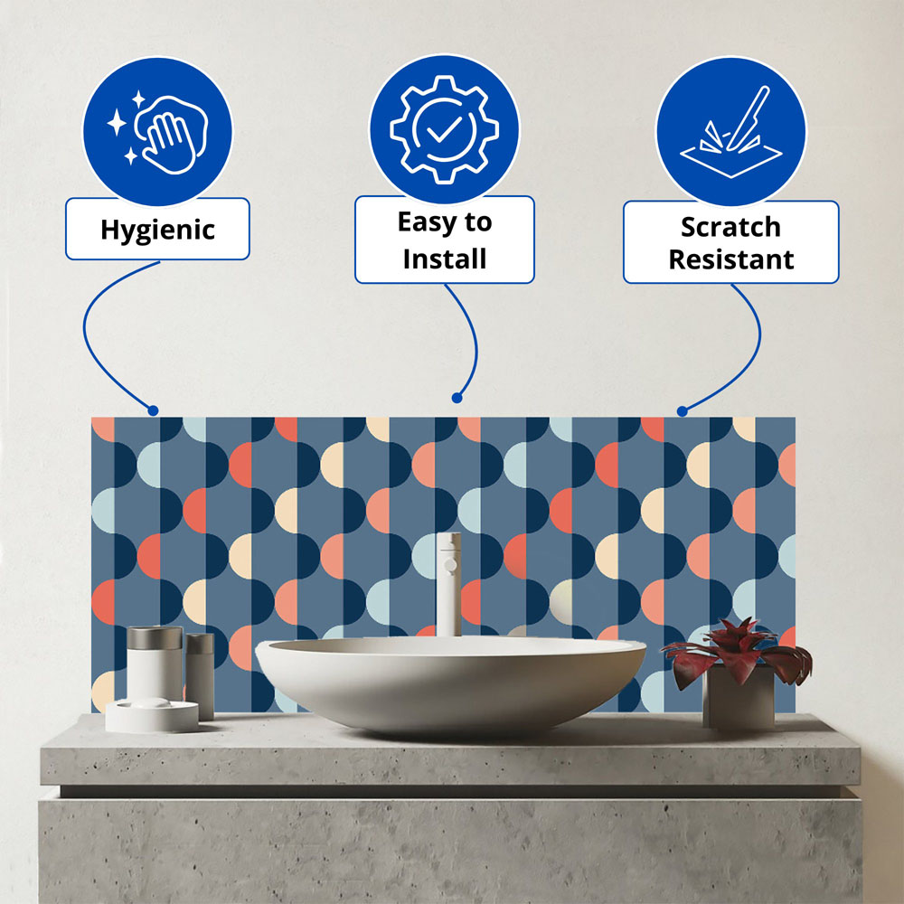 Warren Reed Designer Geometric Pattern Glass Bathroom Splashback 25 x 60cm Image 3